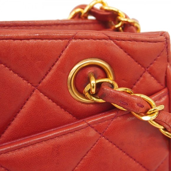 Chanel Matelasse Chain Shoulder Bag, Lambskin, Red, Women's - Picture 8 of 16